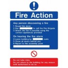 Fire Action Standard Sign (150mm x 200mm) Photoluminescent